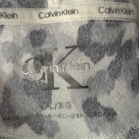 Calvin Klein X-Large Sweatshirt Leopard Print Cowl Neck Stretch Long Sleeve Slit - Picture 8 of 8